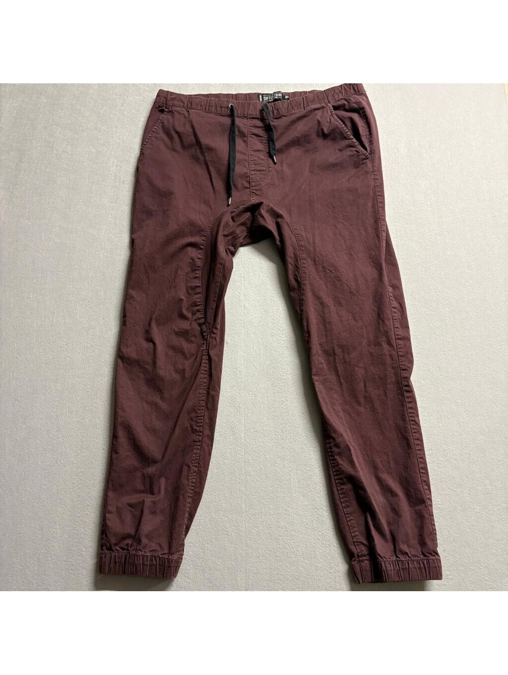 Cotton On The Cuffed Chino Pants Mens 34 Burgundy Maroon Joggers Stretch